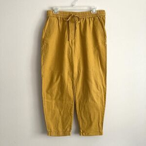 J. Crew Womens Yellow Linen Cotton Pull-on Drawstring Ankle Pants Size 10 Preppy
